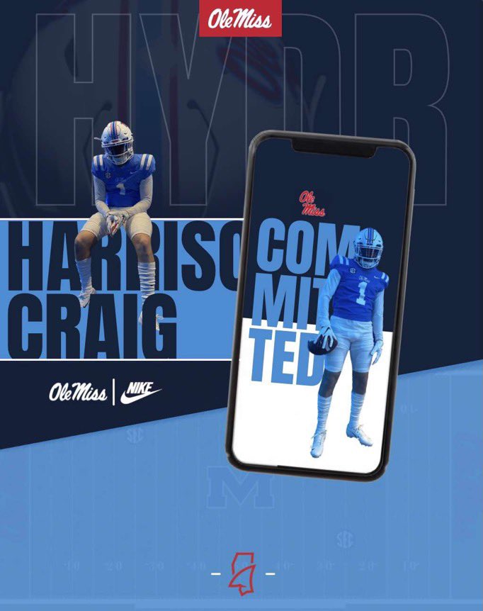 hcraig_21's tweet photo. Thank you to my family, teachers, and all my coaches that helped make this day possible! Party in the sip! #HYDR #Committed 🔵🔴 @CHSDragonFB @CoachQ_OleMiss @OleMissFB @CoachCPartridge @CoachJoeRocconi https://t.co/KfQ5jKHgqV