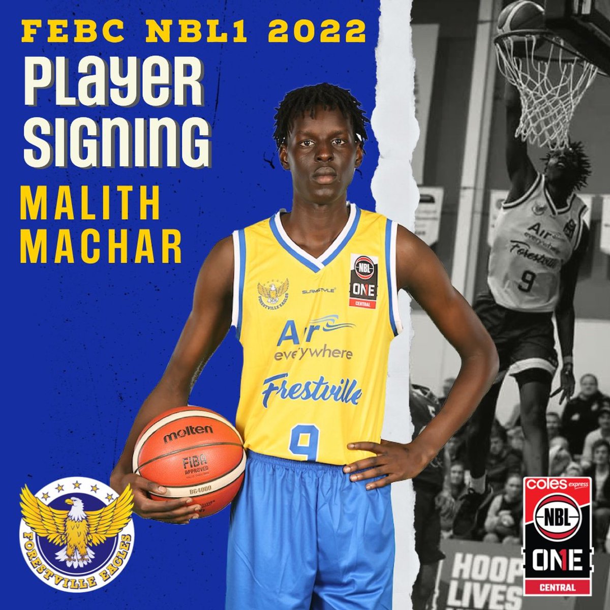 The FEBC is excited to announce the signing of talented youngster Malith Machar.
One of the most exciting young talents in the NBL1, We cannot wait to see some of his high flying action in the upcoming Season! Lets Go!
🦅💛💙🏀 #ForestvilleFamily #WeTheVille #JoinTheNest