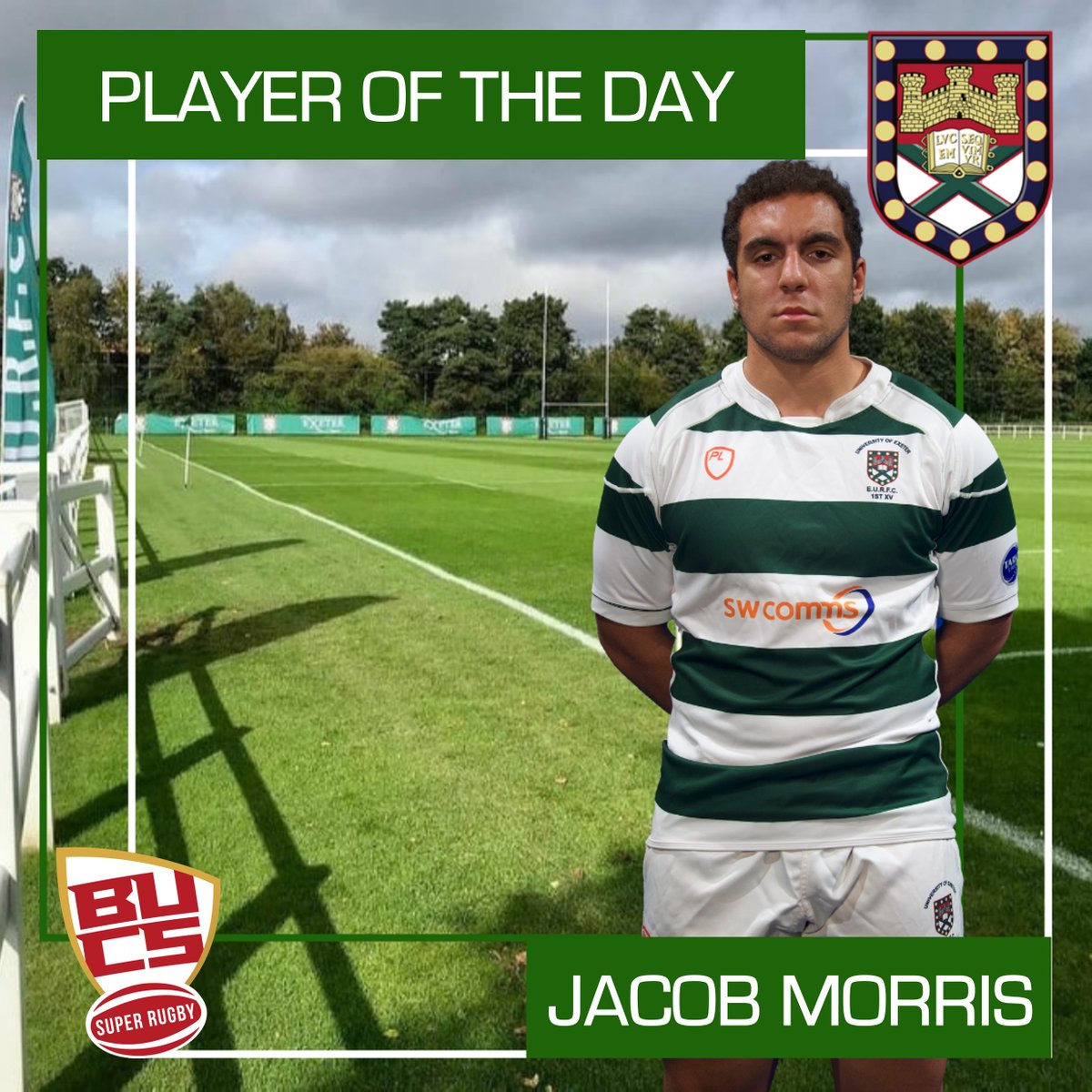Congratulations to Wednesday's <a href="/BUCSSuperRugby/">BUCS Super Rugby</a> Player of the Day Jacob Morris.

#EXEBAT #BUCSSuperRugby