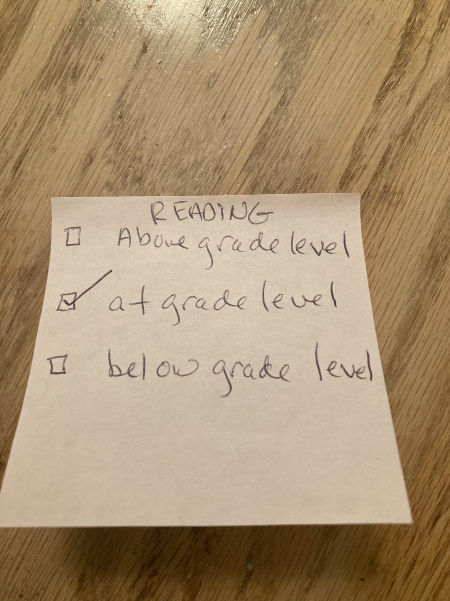 While cleaning, my mom found something I wrote in high school (before I knew I had dyslexia) saying how much I wanted to see the “at grade level” box checked for reading. She then delivered this post-it to me. Can someone say #BestMomEver