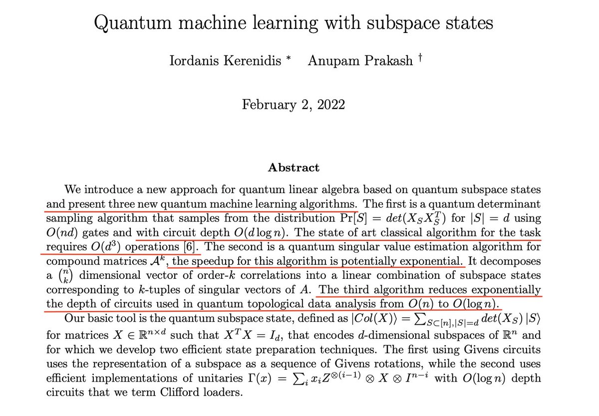 Three new #quantummachinelearning algorithms from our QML team! arxiv.org/pdf/2202.00054…