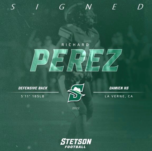 Richard Perez (@chachiperez2022) on Twitter photo OFFICIAL! Thank you God!! Blessed And Ready to Work in the next level!! <a href="/TheDBLab/">The DB Lab #fixmyDB</a> <a href="/DamienFootball_/">Damien Spartan Football</a> <a href="/CreatinMonsters/">Justin Magz</a> <a href="/StetsonFootball/">Stetson Football</a> <a href="/MrSpeakLife/">Coach John Jefferson</a> OFFICIAL! Thank you God!! Blessed And Ready to Work in the next level!! <a href="/TheDBLab/">The DB Lab #fixmyDB</a> <a href="/DamienFootball_/">Damien Spartan Football</a> <a href="/CreatinMonsters/">Justin Magz</a> <a href="/StetsonFootball/">Stetson Football</a> <a href="/MrSpeakLife/">Coach John Jefferson</a>