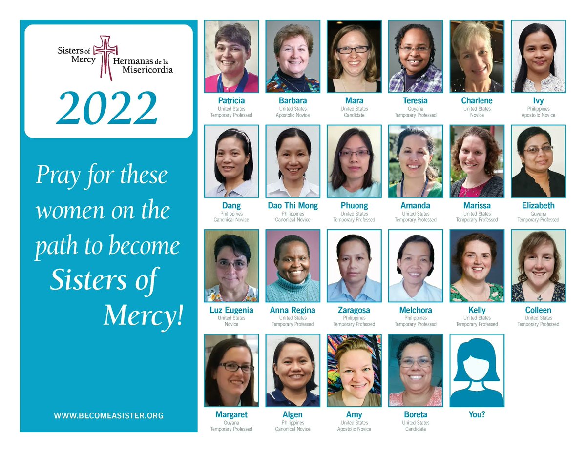 SistersofMercy's tweet photo. On World Day For Consecrated Life, we invite you to pray with us for these women on the path to become Sisters of Mercy!
------
Are you hearing God's call to a life of Mercy?
Learn more: https://t.co/iqWuGduJsY
#BecomeASister #WorldDayForConsecratedLife https://t.co/Evt7V1h3pV
