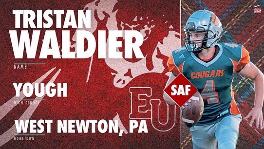 Edinboro Football (@edinborofb) on Twitter photo Welcome to #THEBORO!
Safety Tristan Waldier (<a href="/tristanwaldier/">Tristan Waldier</a>) !
🏫 Yough High School (PA)
📍 West Newton, Pennsylvania
📽 hudl.com/video/3/107312… Welcome to #THEBORO!
Safety Tristan Waldier (<a href="/tristanwaldier/">Tristan Waldier</a>) !
🏫 Yough High School (PA)
📍 West Newton, Pennsylvania
📽 hudl.com/video/3/107312…