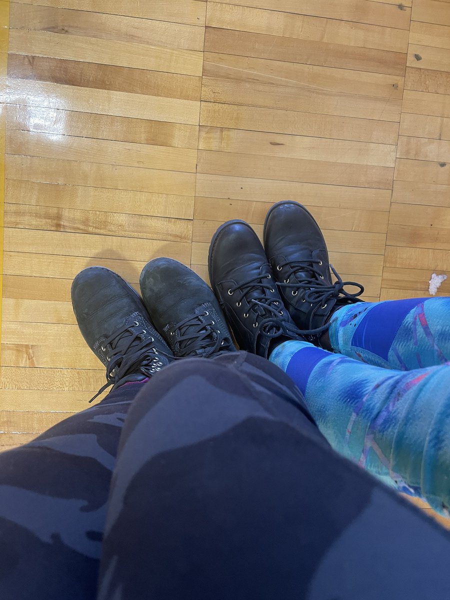 Any day can be twin day. Boot buddies at parent pick up <a href="/maplemere/">MaplemereElementarySchool</a>