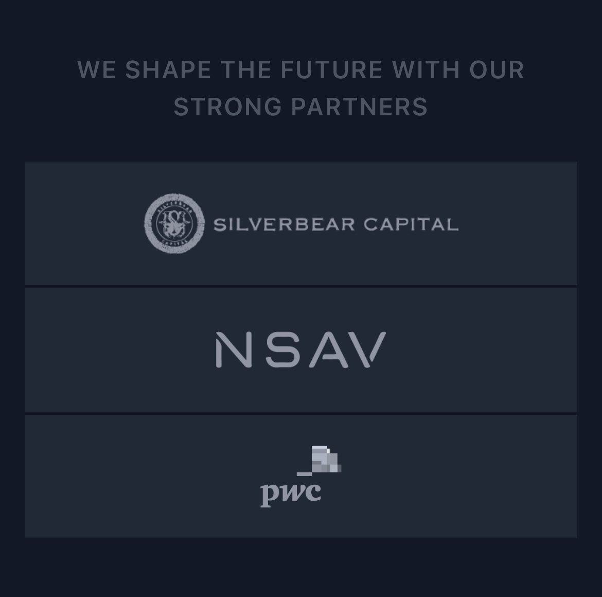 Moonchaser2020's tweet photo. When @Vagabondappio partners are:

🔸Silverbear Capital: A leading investment banking firm

🔸NSAV: An integrated tech company  that provides turnkey tech solutions to blockchain and digital asset industries

🔸PwC: One of the Big Four accounting firms

Big goals can be achieved. https://t.co/JLVq91OsBq