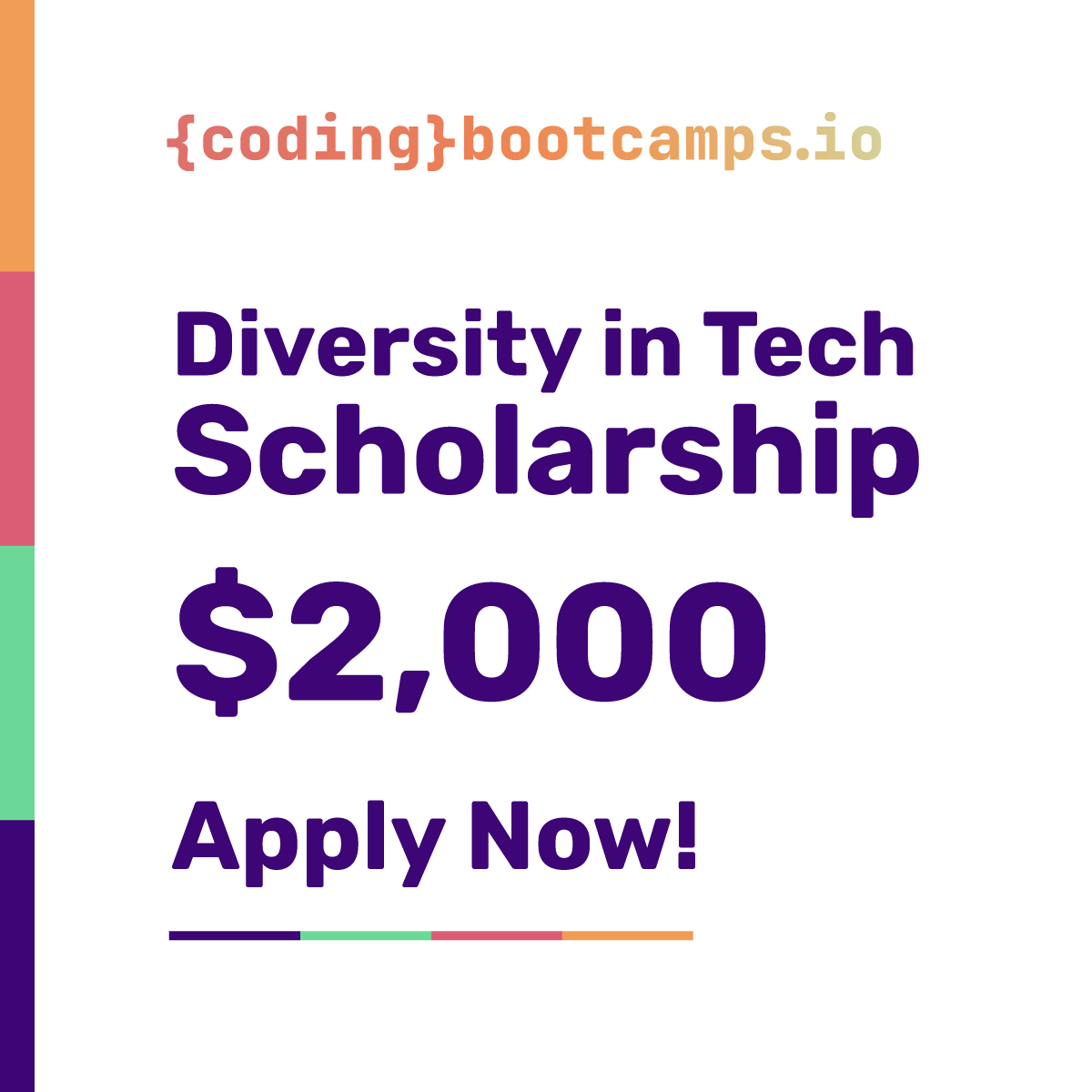 code_bootcamps's tweet image. Introducing the CodingBootcamps Diversity in Tech Scholarship!
This scholarship will connect students from groups underrepresented in tech with skills they need to join the industry. Recipients receive $2,000 towards a tech bootcamp. Info at:
bit.ly/3GaG1qD
#scholarship