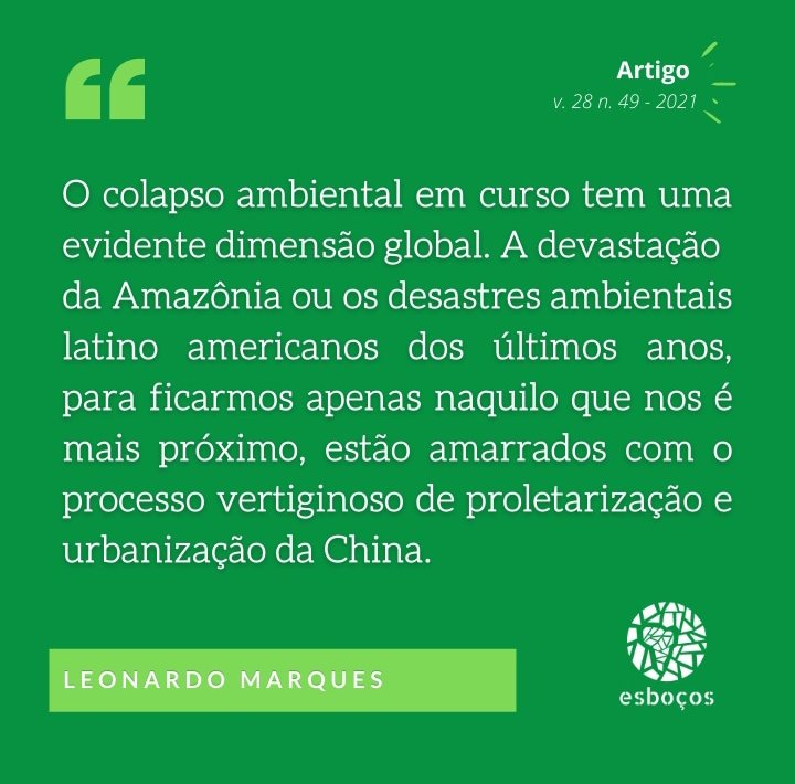 Já pensou nos problemas impostos pelo colapso ambiental atual? 🌳🍃🌪️🏖️
Confira: periodicos.ufsc.br/index.php/esbo…