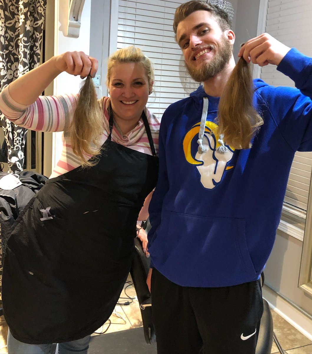 B_Duff17's tweet image. Donated 10+ inches of hair to @CWHL_org and now everyone’s saying I look like the best WR in the league. @CooperKupp, long-lost twins?