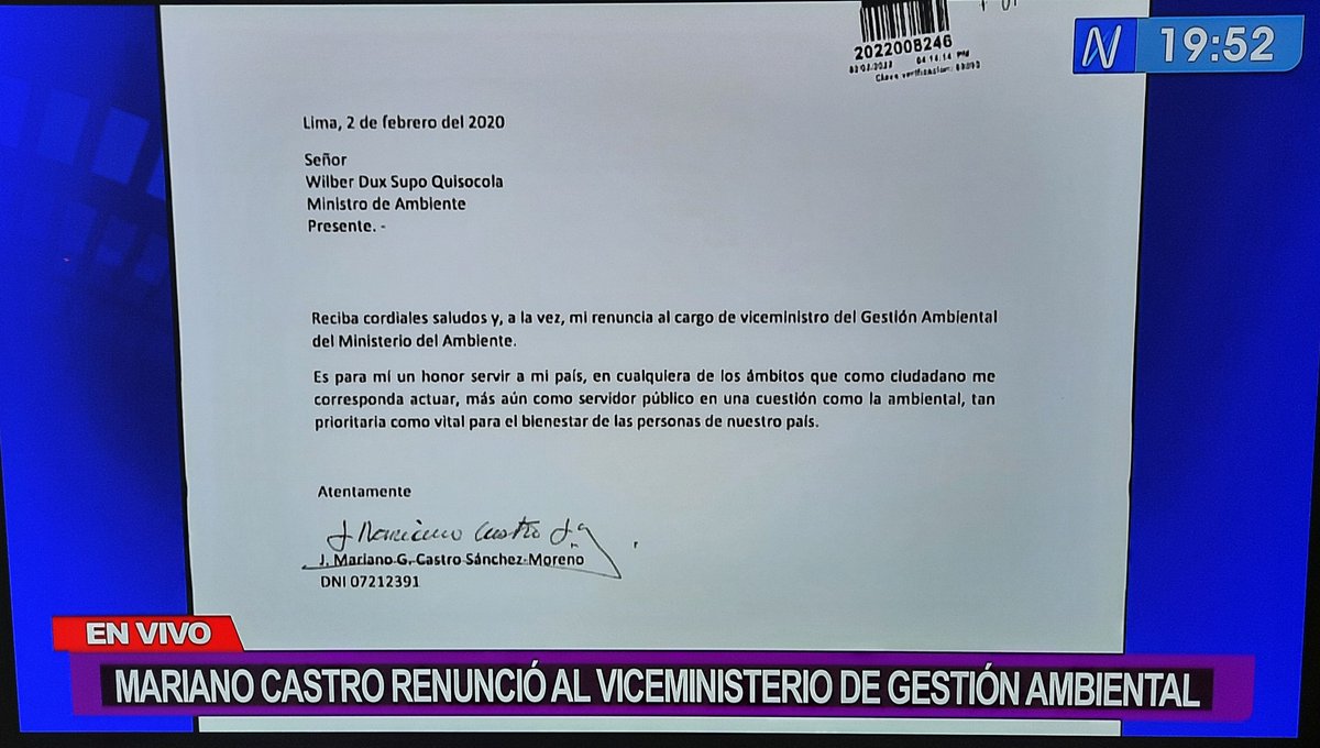 Renunció el viceministro de Gestión Ambiental, Mariano Castro. Un alto funcionario con tres décadas de experiencia en la política ambiental.