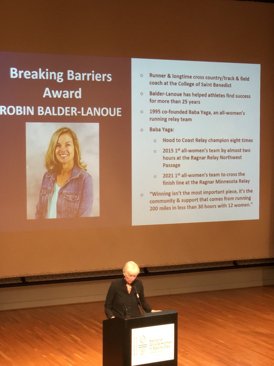 What an incredible day. Robin received a Breaking Barriers Award at the National Women and Girls in Sports day celebration in St Paul