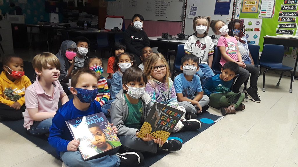 tkcleaver's tweet photo. Just a few of the PBC classes reading books in honor of Black History Month for #worldreadingday2022 from our very popular library showcase. #pbcreads #pbcleads https://t.co/lHIENeIjKG