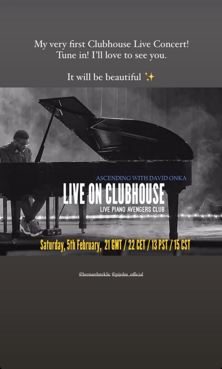 PianoAvengers's tweet photo. Only @PianoAvengers amazing David Onka - live @Clubhouse !
Because we care for community!
#Clubhouse
#ComingSoon
#joinclubhouse https://t.co/gUBf0xU65l