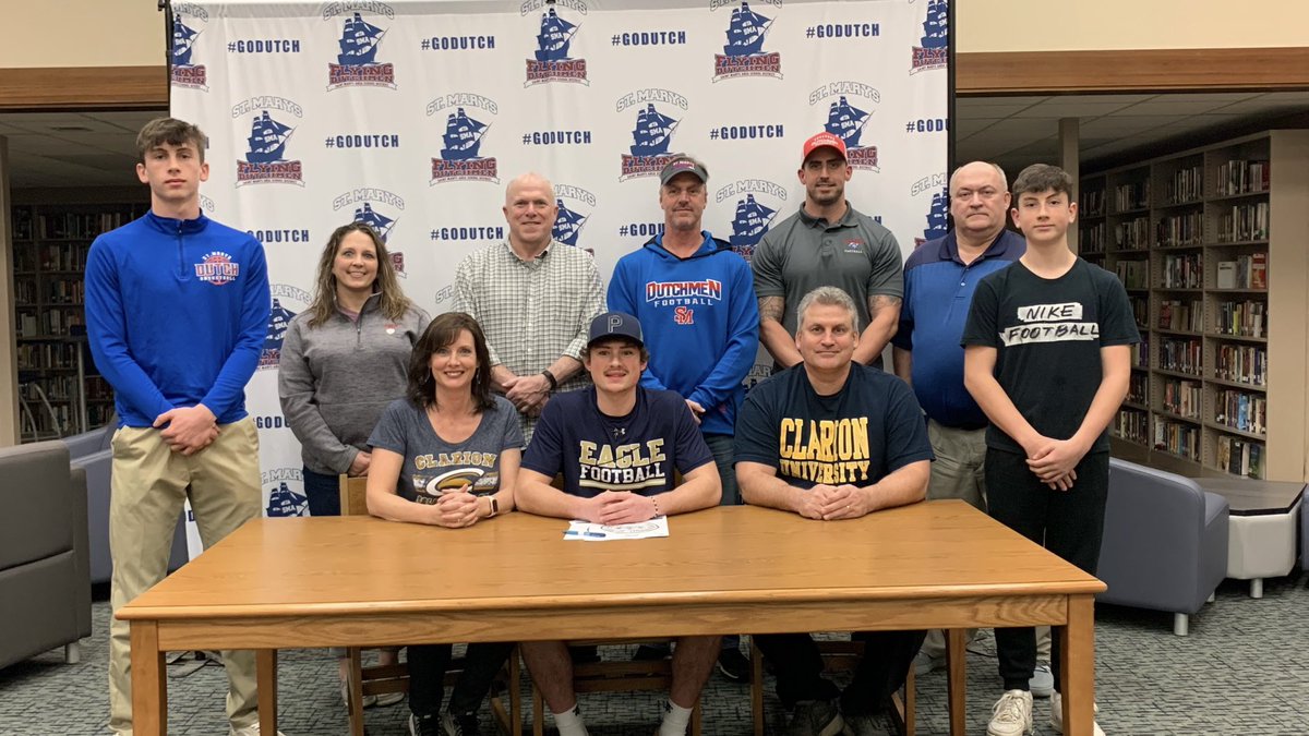 ChrisDworek's tweet photo. Congratulations to Christian Coudriet and his family on continuing his academic and football career at Clarion University!!  @coudriet02, ⁦@CoachHanhold⁩, ⁦@d9and10sports⁩, ⁦@D9Sports⁩, ⁦@PaFootballNews⁩, ⁦@Protime_PFN⁩ https://t.co/yCV44xvGl7
