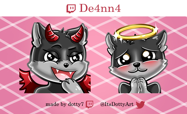 Two emotes I did for <a href="/De4nn4_20/">Deanna</a> a while back 💖
#twitch #emotes 
✨dottyart.jimdofree.com/emotes/✨
