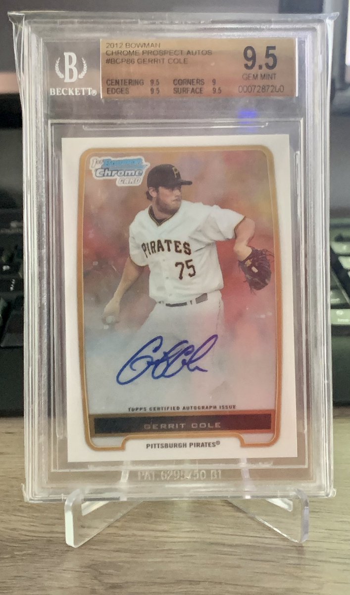 RT @Wainman82: 2012 Bowman Chrome Gerrit Cole 1st Bowman Auto BGS 9.5
$400
@HobbyConnector @OnReplin https://t.co/8bC9Y0Ccqf