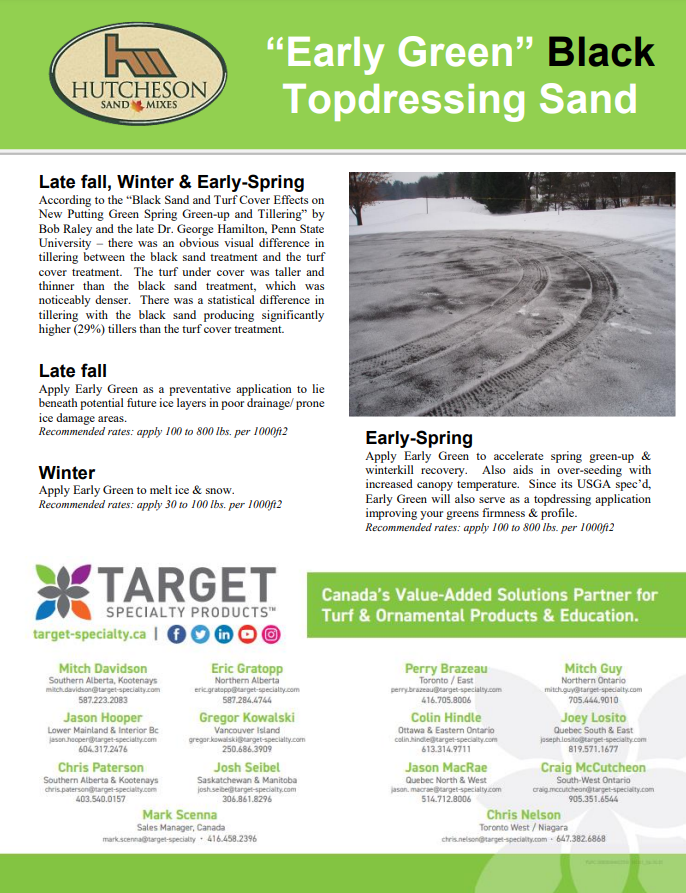 TargetSpecCan's tweet photo. Aid your playing surface profile when applying #USGAspec @HutchesonSand Early Green Black sand to help reduce ice & snow accumulation. ☀️🌱 https://t.co/vCHhdiXTJ5