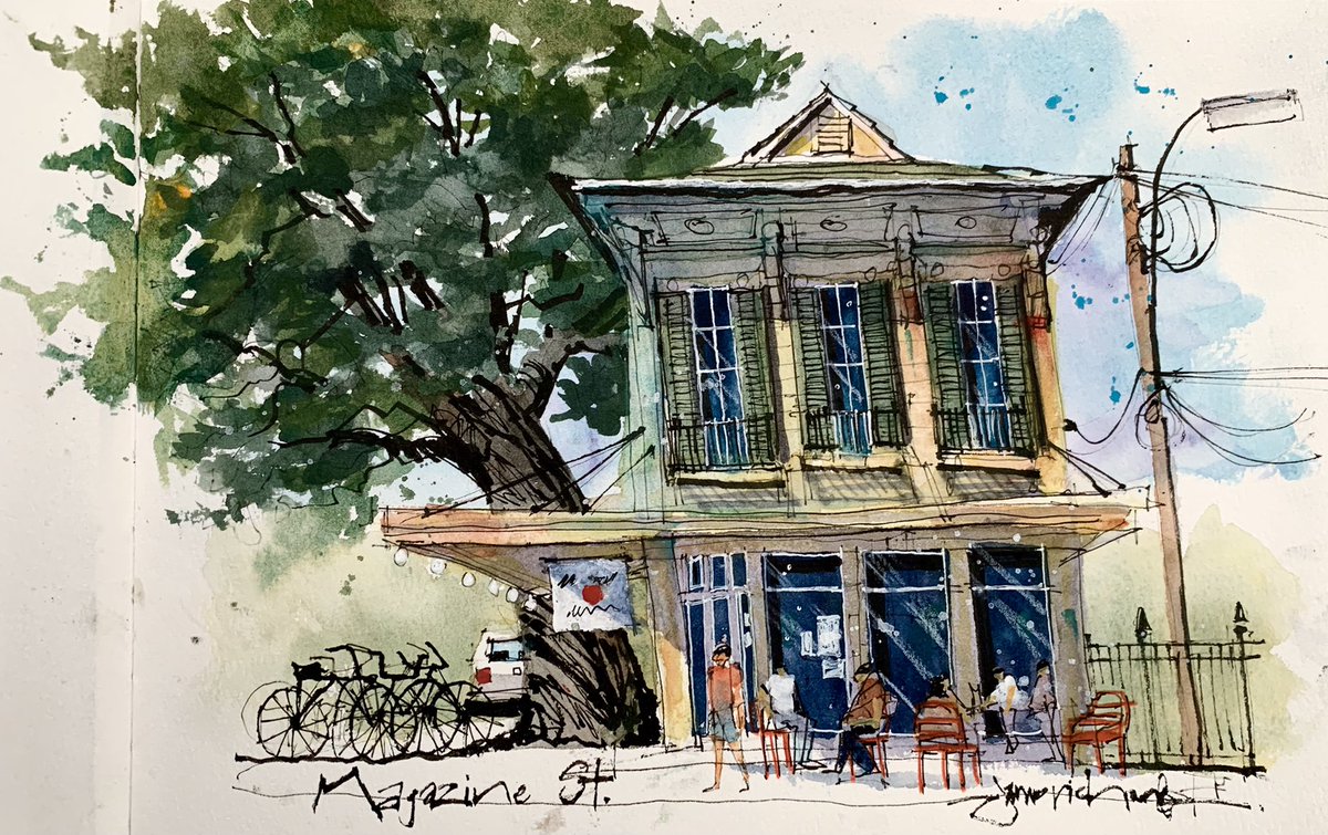 I’ve been fascinated with New Orleans corner store buildings since I was old enough to realize that most other cities didn’t have them—at least not in this traditional configuration dating to the 1850s. They’ve been a focus of my attention this week. This one’s on Magazine St.