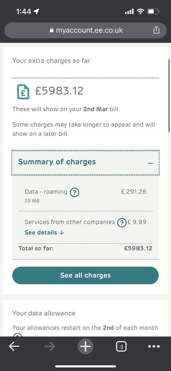 icelemonmint's tweet photo. @EE Hey, I'm still stuck with no access to mobile services after calling in twice (long distance!) from Canada to get my account fixed. Due to your roaming bug, I have £5983.12 in charges and the system keeps automatically suspending my account! Please help urgently. https://t.co/Og25q9lYyn