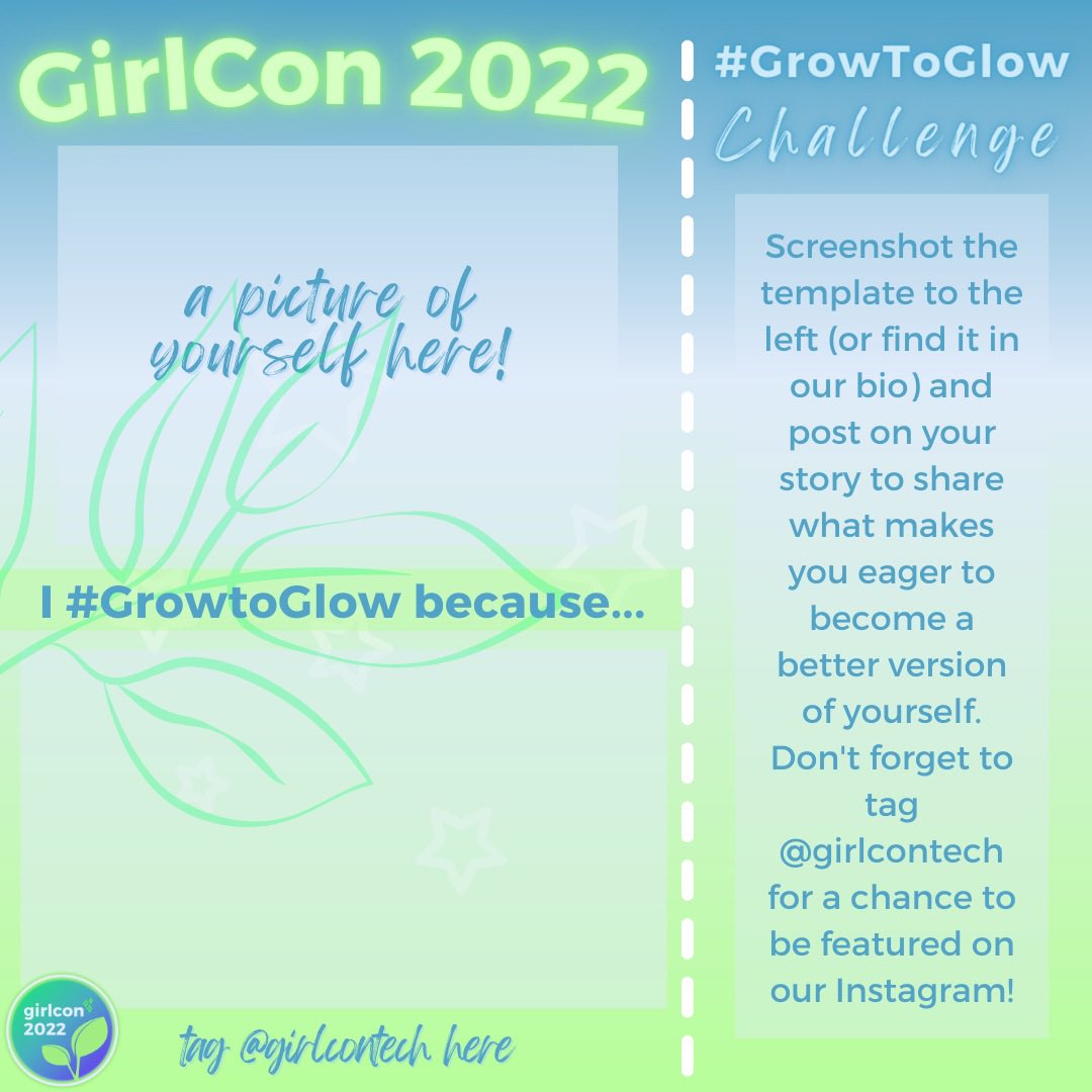 Hey GirlConners! We are SO excited to announce GirlCon 2022’s theme: #GrowToGlow 🌱After more than 2 years of living in a pandemic-adapted world, we are all about self growth🌿, empowering ourselves as well as those around us, and ✨glowing✨ at our fullest potential!