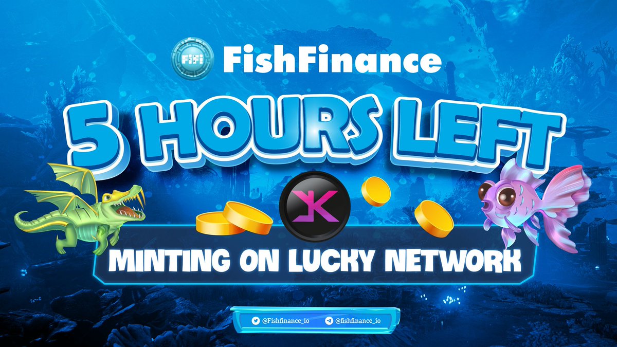 5 hours left until minting starts on <a href="/LuckyNetworkWW/">Lucky Network</a> 

Don't forget the rewards for Lucky NFT minters! 🪙
Mint at nft.fishfinance.io 

#FishFinance #RacingFish #NFT #NFTCommmunity