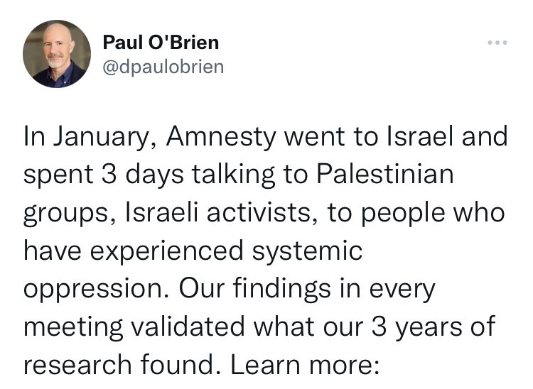 According to the executive director of <a href="/amnestyusa/">Amnesty International USA</a>, the organization spent a full...wait for it...drum roll... 3 DAYS in Israel over the course of "researching" its libelous apartheid report.

honestreporting.com/amnesty-intern… <a href="/AmnestyUK/">Amnesty UK</a>