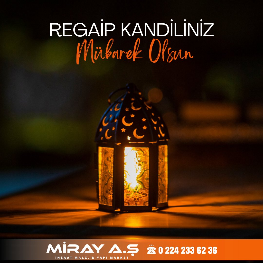 Rahmet ve bereket ayı mübarek üç ayların müjdecisi #RegaipKandili’nde birlik, beraberlik ve huzur diliyoruz. Kandilimiz mübarek olsun.