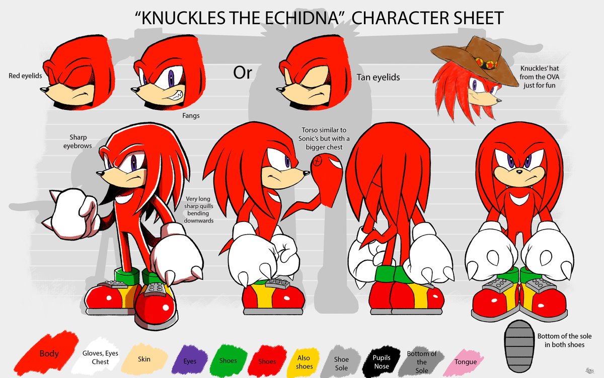 Knuckles character sheet done #SonicTheHedgehog #fanart #sonicart #sonicfan...