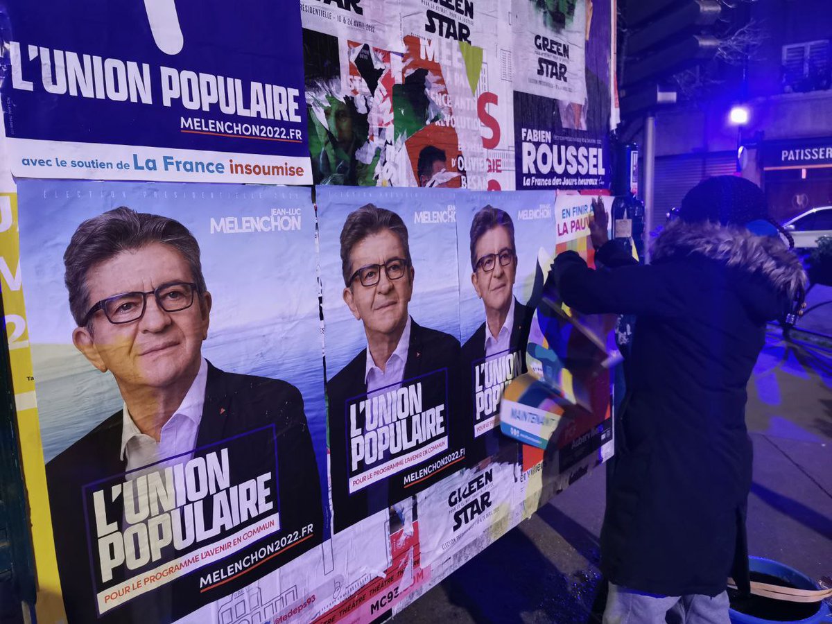 #Pantin s'éveille et les affiches de <a href="/JLMelenchon/">Jean-Luc Mélenchon</a> et de l'#UnionPopulaire attendent les passants. Rejoignez-nous : #MelenchonVaGagner !