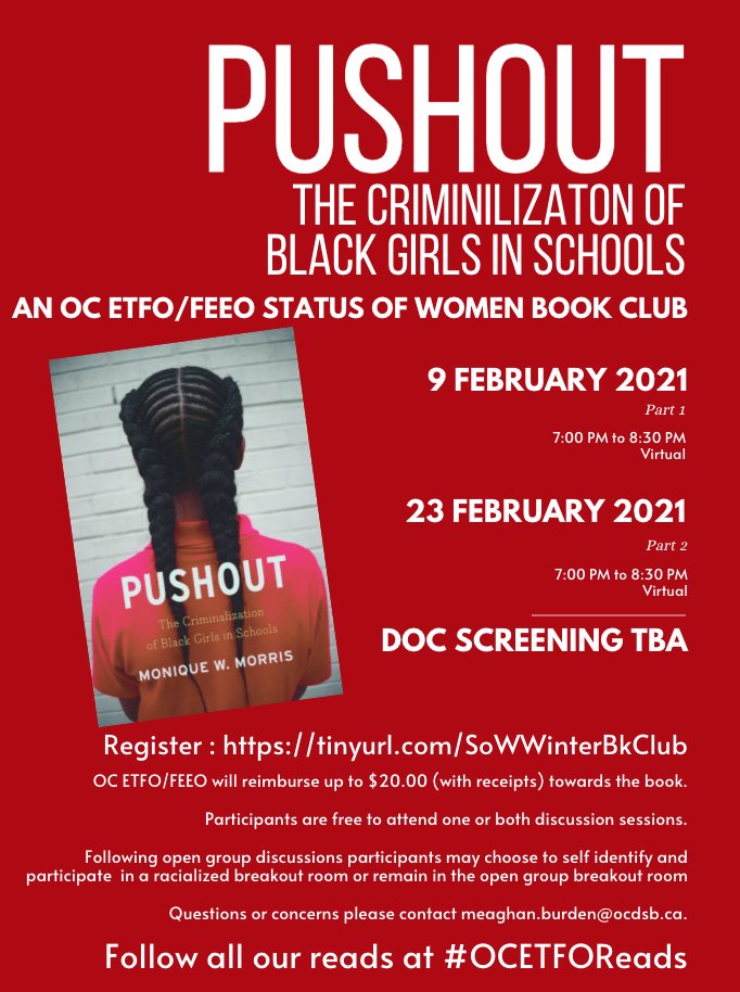 Hey #OCETFO members, don't forget to sign up for our all member book club this month. We will share discussion and dinner.