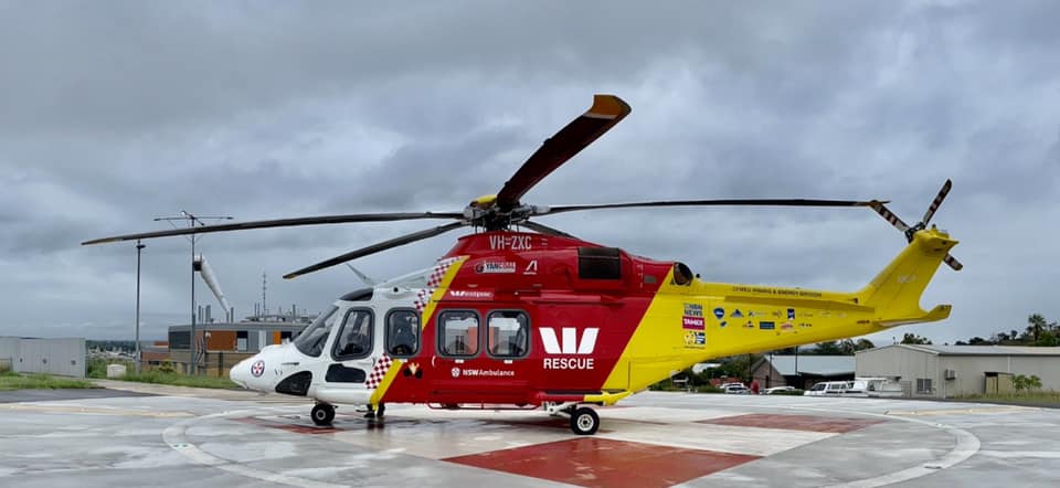 WRHS_official's tweet photo. The Westpac #RescueHelicopter was tasked this morning on an urgent inter hospital transfer from #Tamworth Hospital to the John Hunter Hospital for a male patient, suffering serious multiple injuries following a car accident that had occurred earlier between #Duri and #Currabubula https://t.co/MDz6GbHYI9