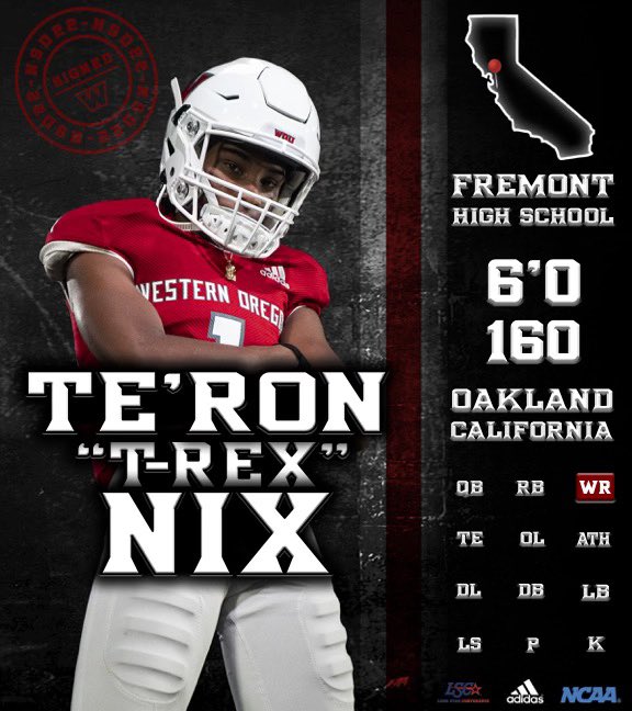 🚨NATIONAL SIGNING DAY🚨

Game changer at WR!

Welcome to the family T Rex!

#WOUFOOTBALL #NSD22