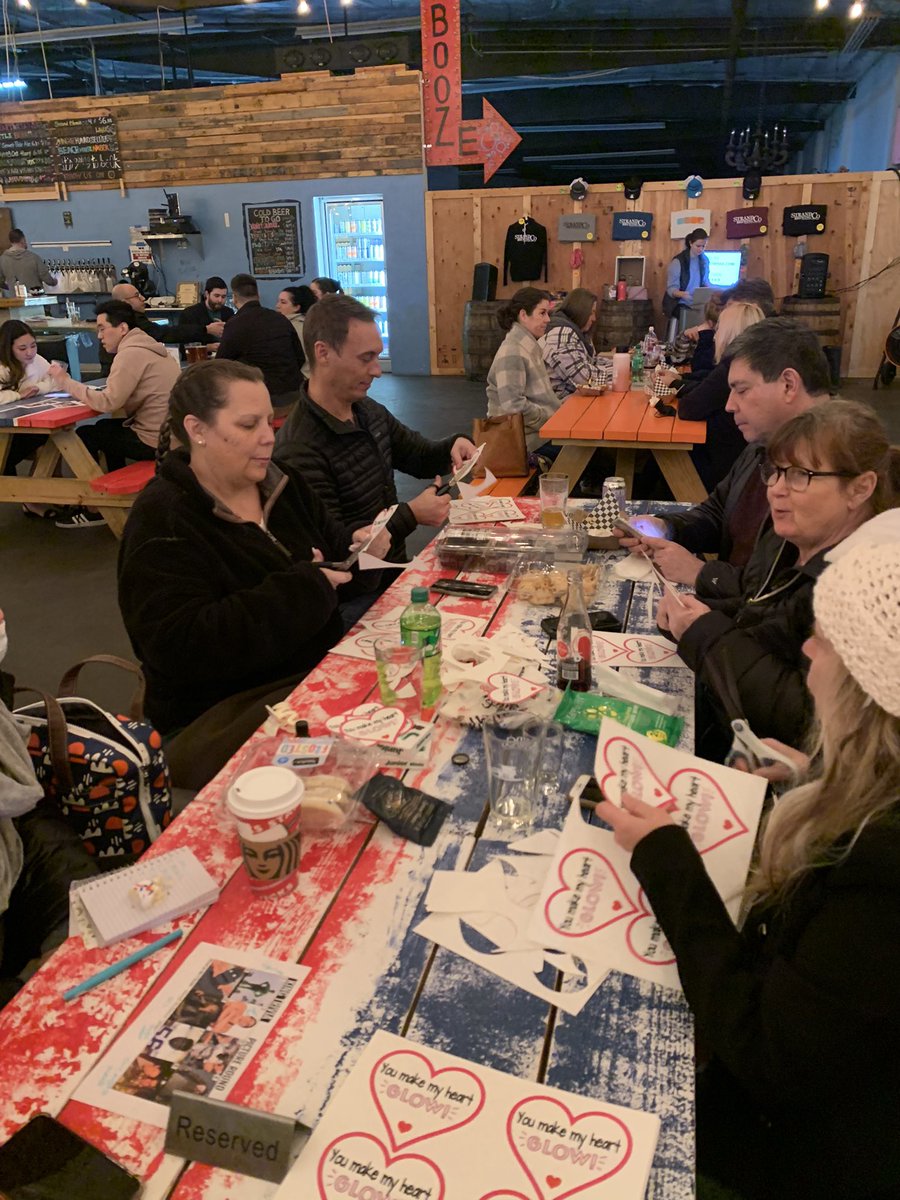 When trivia night turns into “cut out Valentine Grams” night  #teamworkmakesthedreamwork