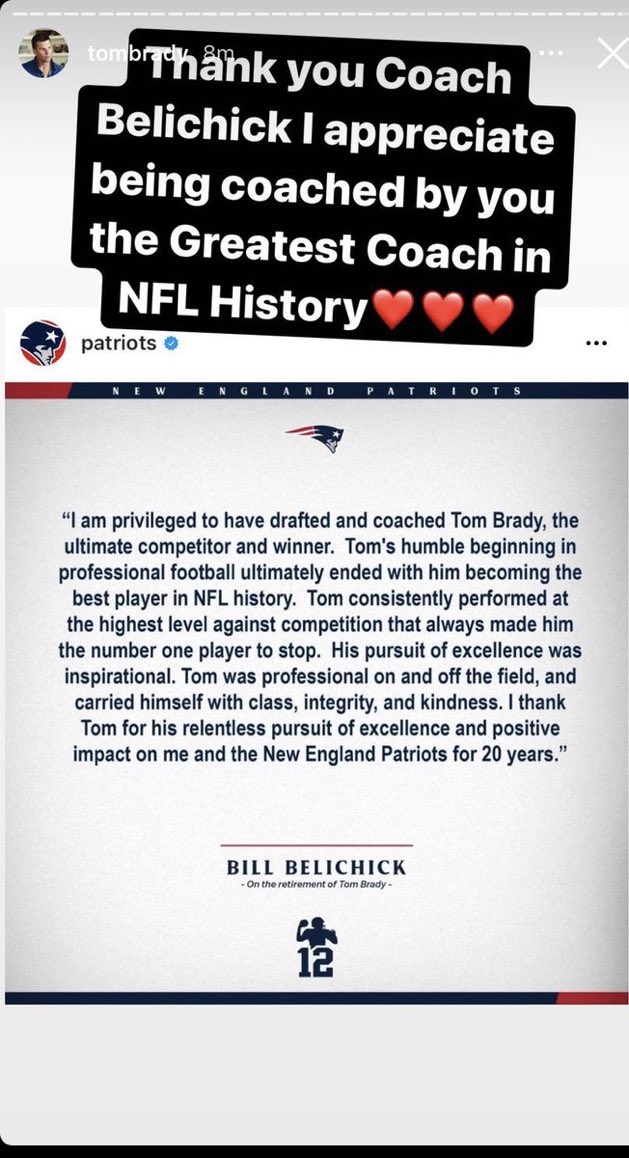 Tom Brady responds to Bill Belichick.