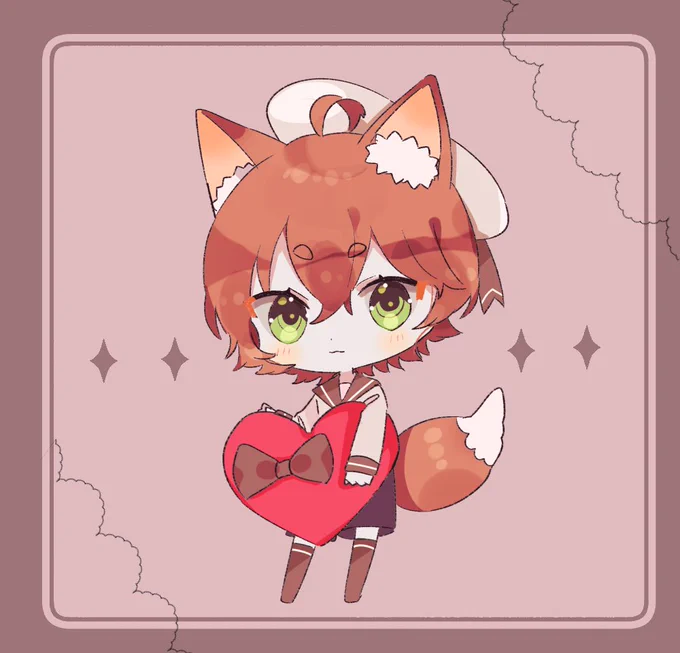 バレンタインデフォルメイラストです。