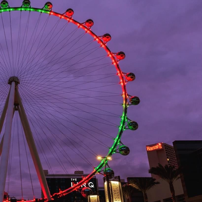 Green, red and yellow as we proudly celebrate #BlackHistoryMonth tonight. ✨ @TheLINQ @LinqPromenade @HarrahsVegas