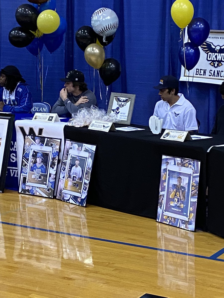 Congratulations <a href="/treyrowe29/">Trey Rowe</a> and <a href="/BenSanc26538011/">Ben Sanchez</a> for your commitment to play at the next level for <a href="/WCoyoteBaseball/">Weatherford College Baseball</a> and <a href="/OKWUeagles_BSB/">Oklahoma Wesleyan Baseball</a>‼️✍️⚾️ 🐺 🦅 We so proud of you‼️