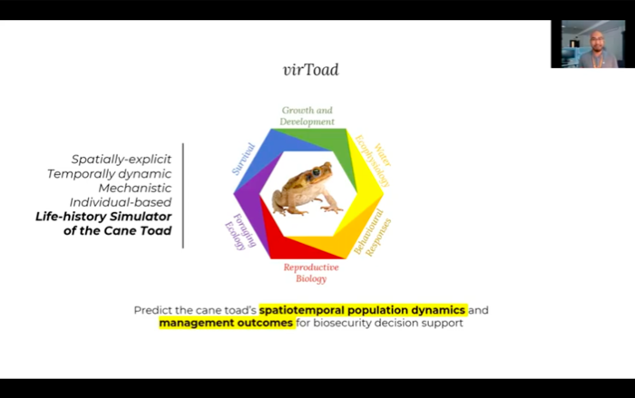 VicBioCon's tweet photo. โvirToad is like a game, but instead of humans you have cane toads and these cane toads are on autopilot and your goal as the player is to develop the best management plan that can prevent, eradicate and suppress cane toad invasionโ - Arman Pili #VicBioCon #MonashUniversity https://t.co/S7EiWmnoVq
