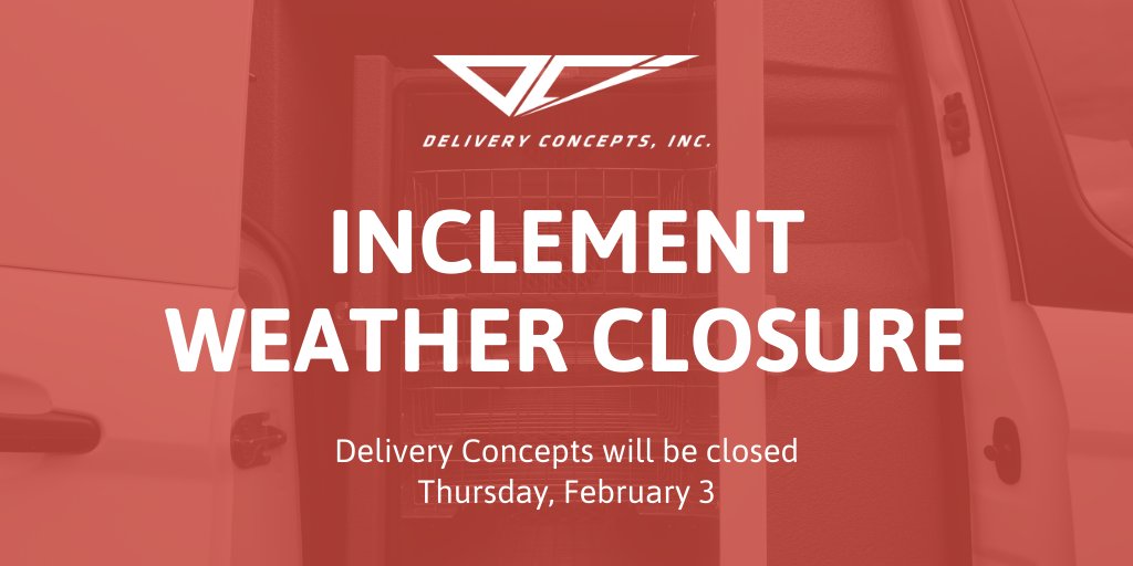 Due to weather conditions, we will be closed tomorrow. Stay safe and stay warm!