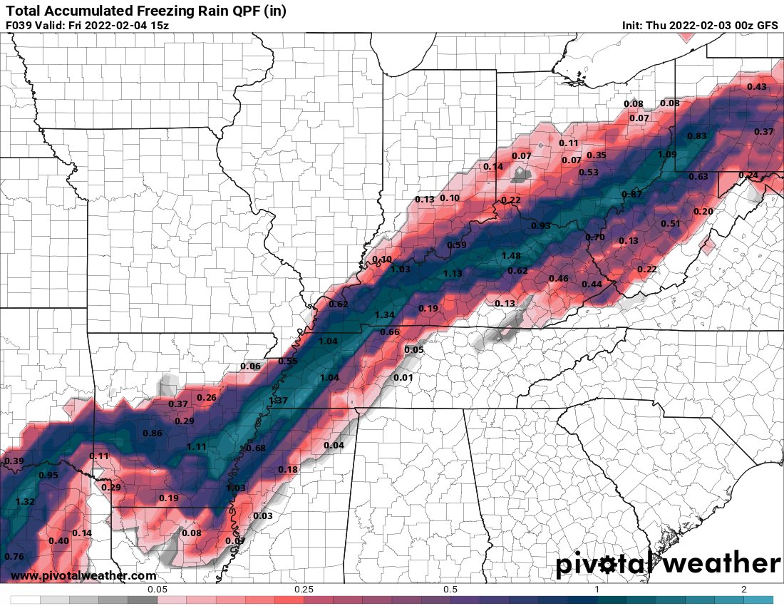 chui101's tweet photo. @BillMeck What do you make of the 18z and 0z GFS Freezing Rain QPFs estimating about 1.5" freezing rain accumulation? https://t.co/mp9ywWrb51