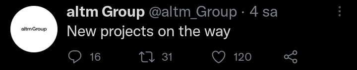 Altmgroup twitter güncellemesi
"Yeni projeler yolda"
#BM #비엠 <a href="/_bigmatthewww/">BM</a>