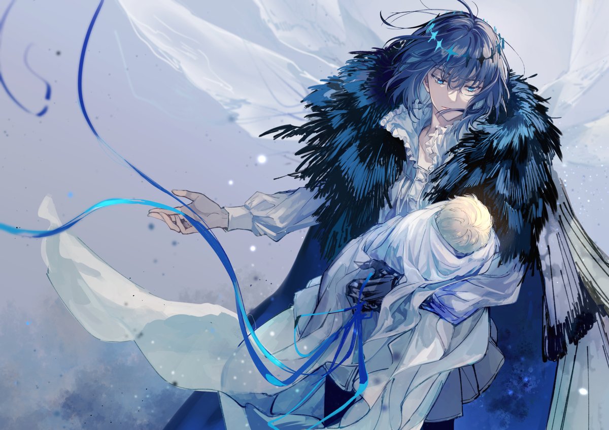 oberon (fate) insect wings wings cape blue eyes fur trim 1boy male focus  illustration images