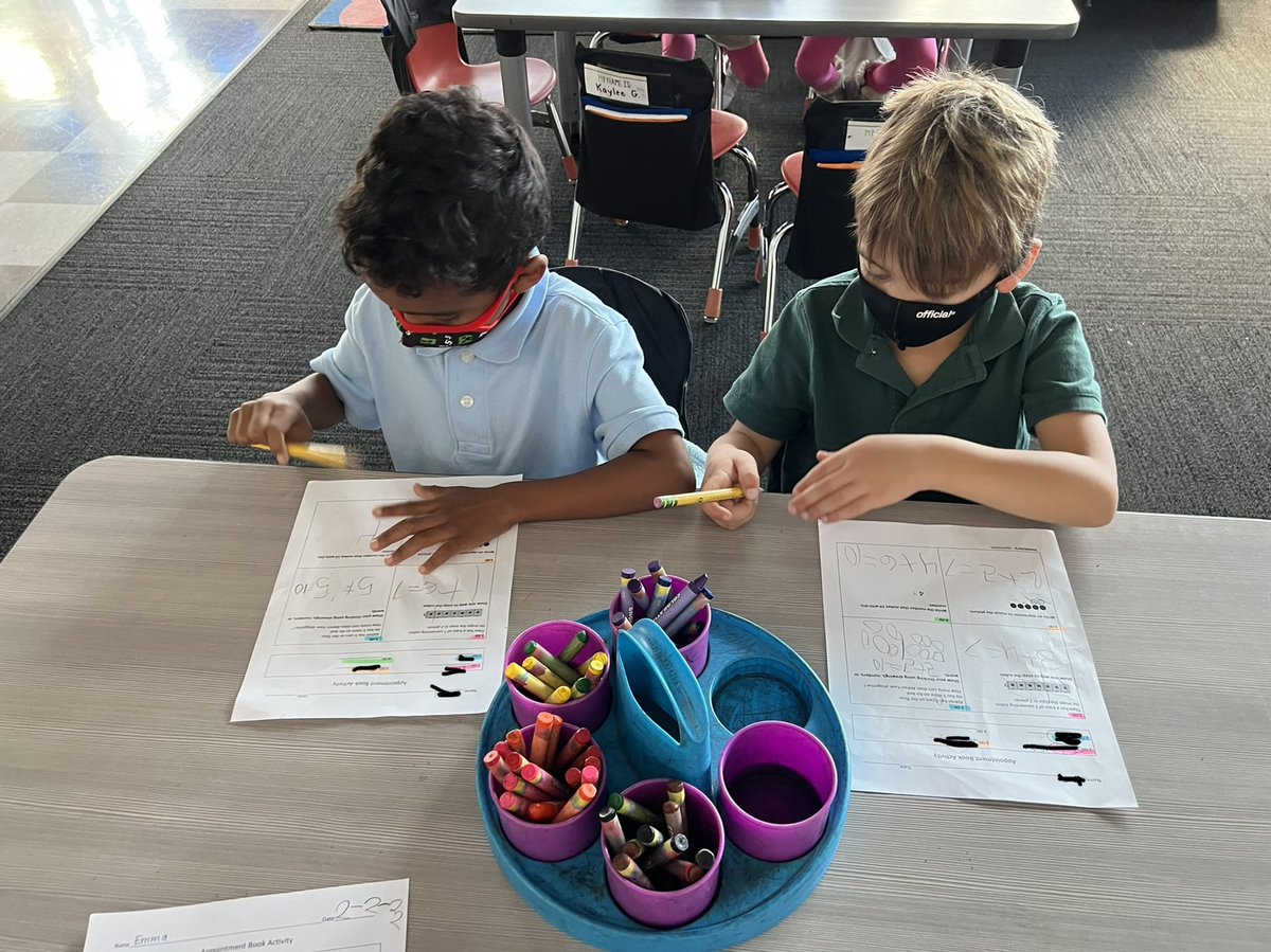 MrsLanhamSDGVA's tweet photo. #AppointmentBook is a #math task that promotes #collaboration, #OralLanguage, and #listening. 
Today in #Kindergarten we used it as a #review tool.
@sdlocal777 https://t.co/vFDsGAECrG