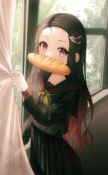 hirumiさんがTwitterに投稿した竈門禰豆子(鬼滅の刃)のイラスト。
