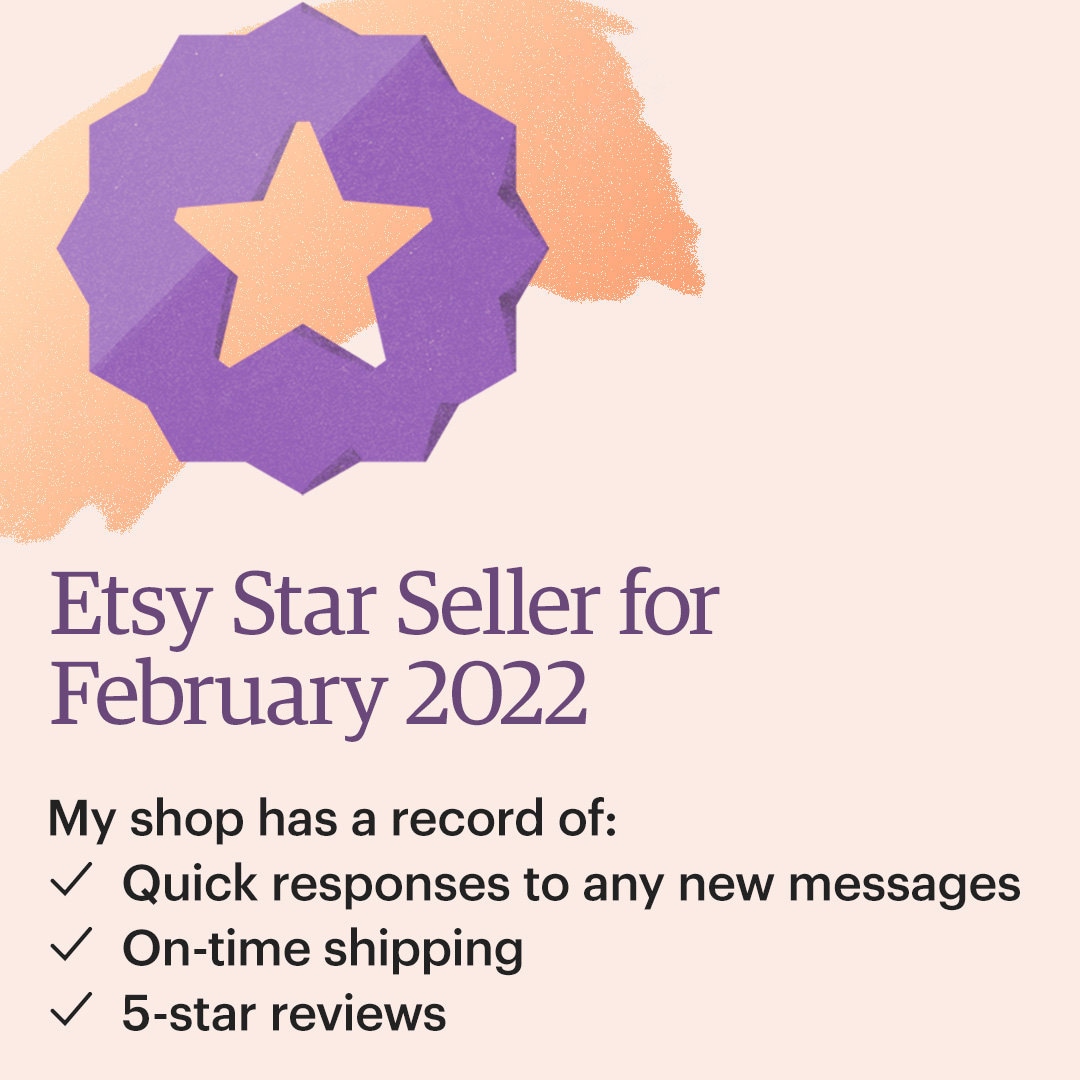I’m a Star Seller on Etsy this month! That means you can purchase from my Etsy shop knowing I have a record of providing an excellent customer experience. etsy.me/3L6e5ru #EtsyStarSeller