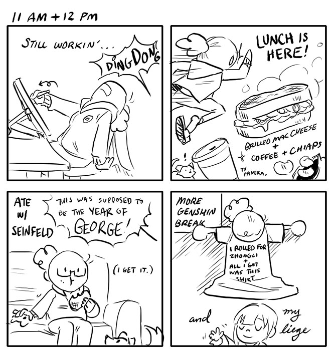 #HourlyComicsDay Year 3 of the Pandemic, here is my nichijou life and shenanigans 