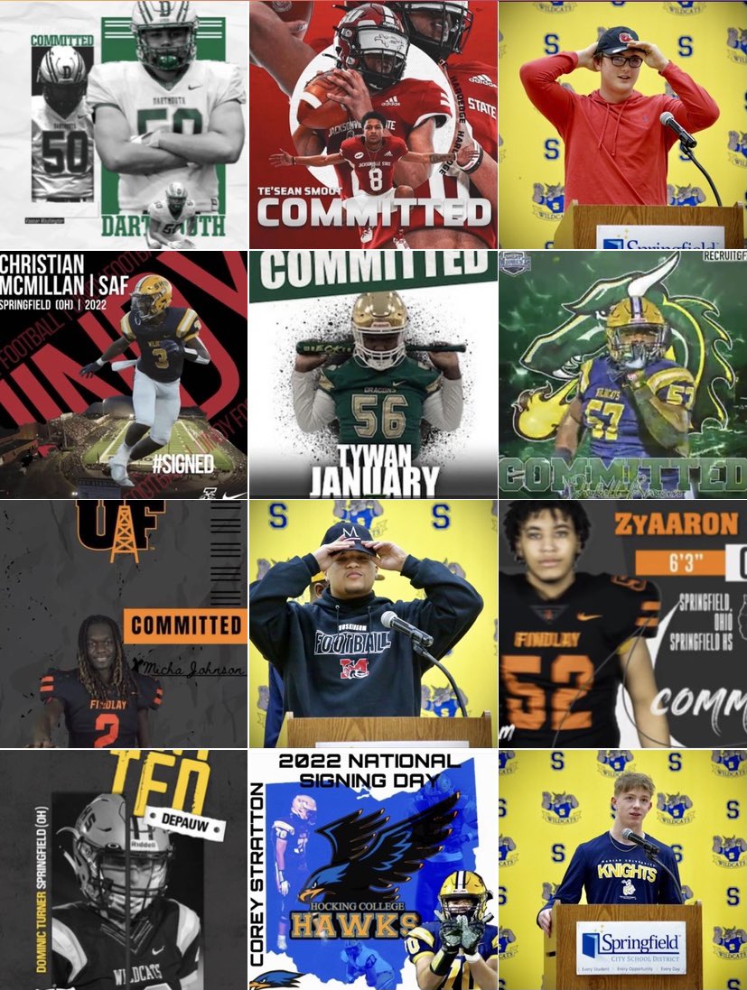12 Wildcat football student-athletes,  class of 2022 signed letters of intent to continue their education at various colleges &amp; universities. These teammates earned the title OHSAA Division I State Runner-up, making history at Springfield High.  #NationalSigningDay #CatPride