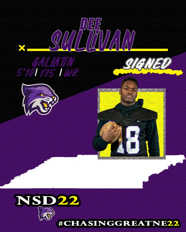 WELCOME TO THE FAMILY!!!!

✍️ Dee Sullivan
📱 <a href="/Deesullivan22/">Dee sullivan</a>
🏈 Wide Reciever 
🏫 Gallatin

| #ChaseGreatne22 | #NSD22