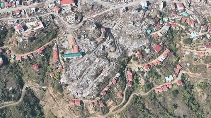 Myanmar’s military junta set fire nearly 100 houses in Thantlang on the one year anniversary of the coup. This needs to be stopped. The junta must be held accountable for their actions at ICJ/ICC. 
#WarCrimes 
#CrimesAgainstHumanity 

Photo credit - Chin World