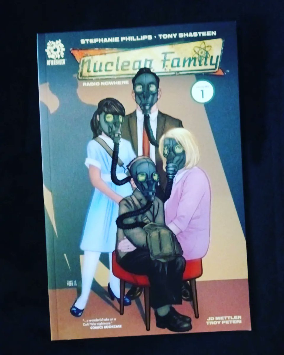 devastation79's tweet photo. @ProfessorFrenzy 

grabbed a bunch of new soft cover tpbs/graphics today..still need stop at comic shop for the week after I tattoo tomorrow n make a few bucks..check em out..if you haven't read #NuclearFamily I highly recommend it! Have a great night man!(#spidersshadow as well) https://t.co/SP7ACJEQXl